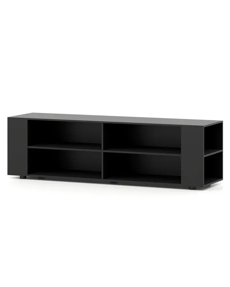 59 Inch Console Storage Entertainment Media Wood TV Stand-Black - Black - Entertainment Centers & TV Stands