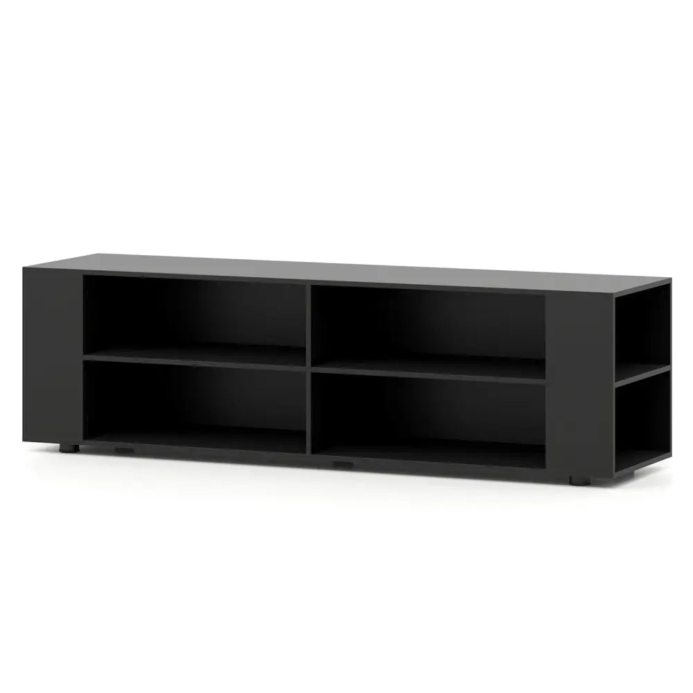 59 Inch Console Storage Entertainment Media Wood TV Stand-Black - Black - Entertainment Centers & TV Stands