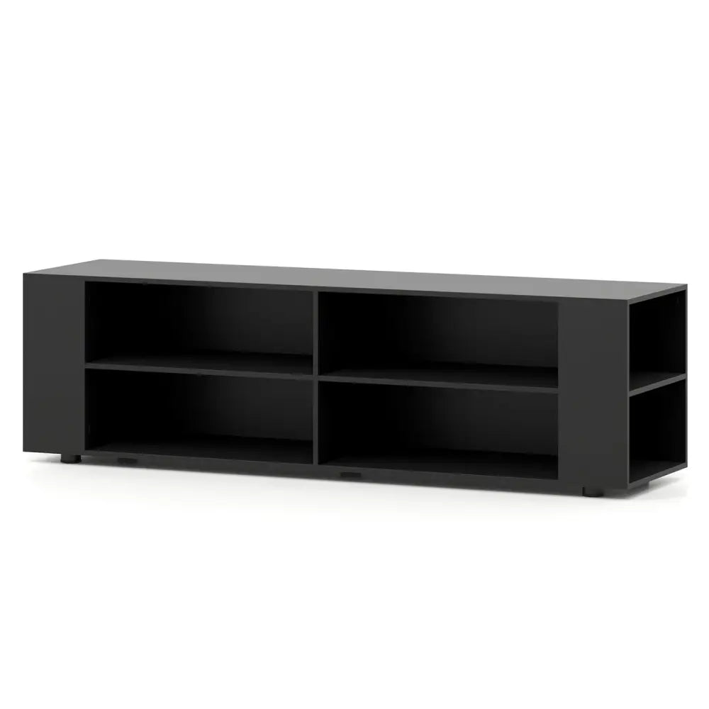 59 Inch Console Storage Entertainment Media Wood TV Stand-Black - Black - Entertainment Centers & TV Stands