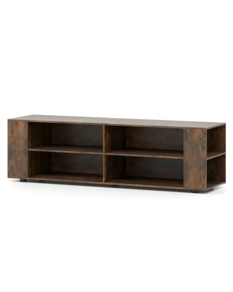 59 Inch Console Storage Entertainment Media Wood TV Stand-Walnut - Walnut - Entertainment Centers & TV Stands