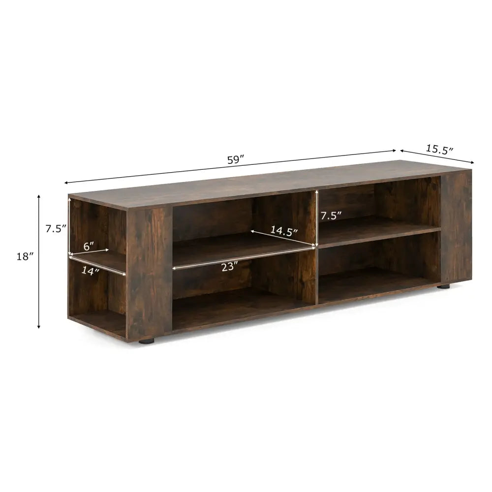 59 Inch Console Storage Entertainment Media Wood TV Stand-Walnut - Walnut - Entertainment Centers & TV Stands