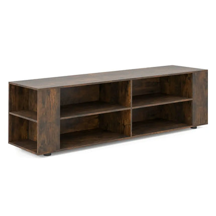 59 Inch Console Storage Entertainment Media Wood TV Stand-Walnut - Walnut - Entertainment Centers & TV Stands