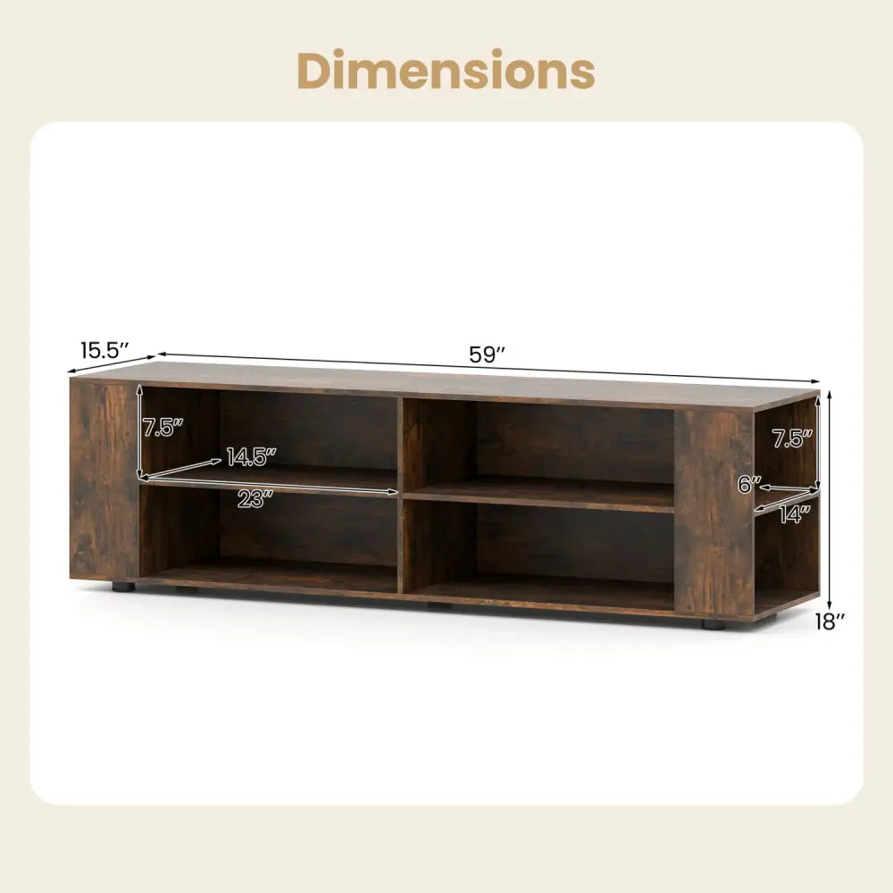 59 Inch Console Storage Entertainment Media Wood TV Stand-Walnut - Walnut - Entertainment Centers & TV Stands