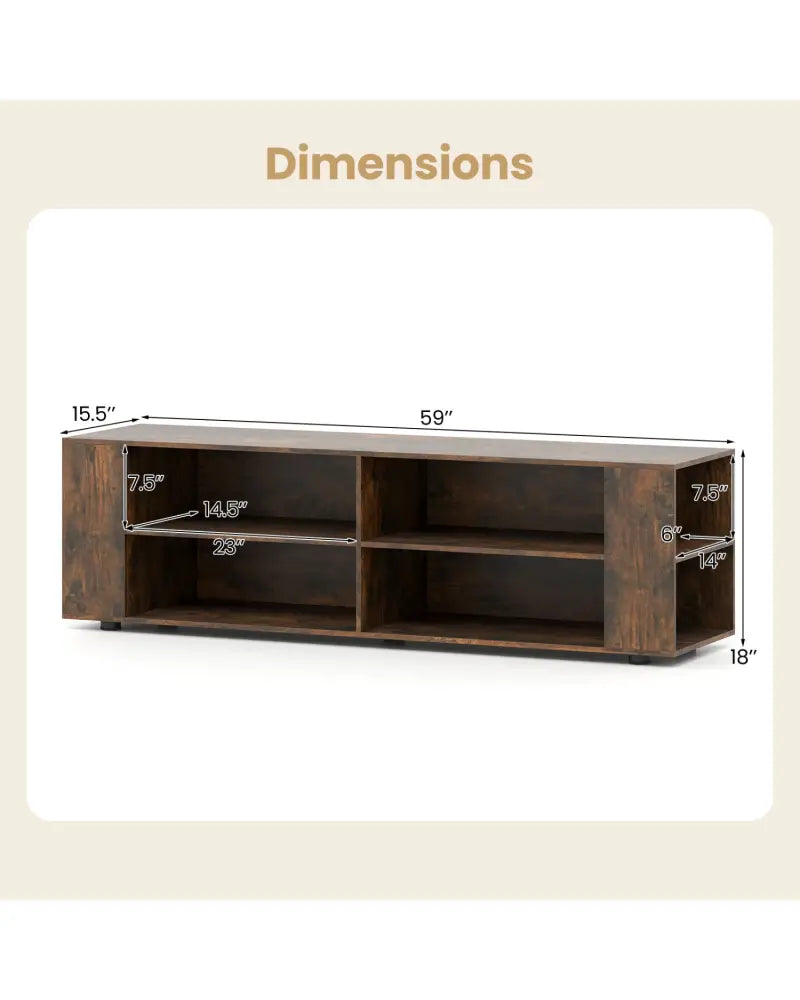 59 Inch Console Storage Entertainment Media Wood TV Stand-Walnut - Walnut - Entertainment Centers & TV Stands