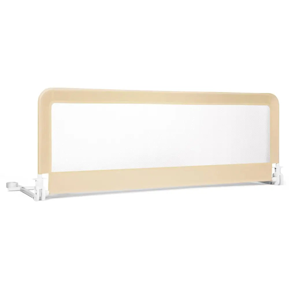 59 Inch Extra Long Folding Breathable Baby Children Toddlers Bed Rail Guard with Safety Strap-Beige - Beige - Bed Rails