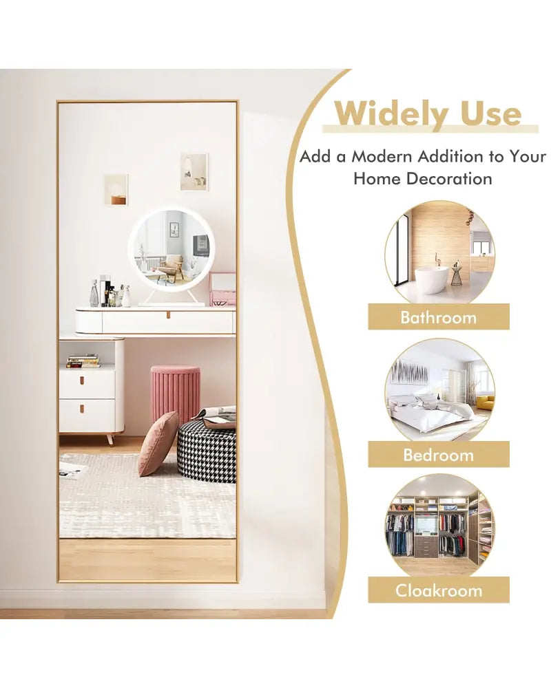 59 Inch Full Length Mirror Large Rectangle Bedroom Mirror-Golden - Golden - Wall Mirrors