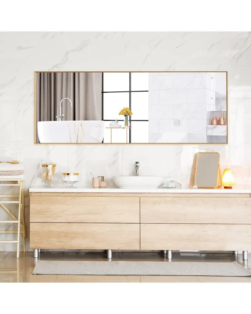 59 Inch Full Length Mirror Large Rectangle Bedroom Mirror-Golden - Golden - Wall Mirrors