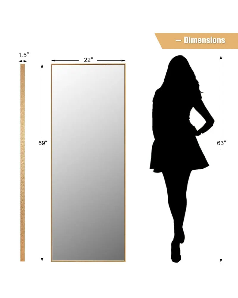 59 Inch Full Length Mirror Large Rectangle Bedroom Mirror-Golden - Golden - Wall Mirrors