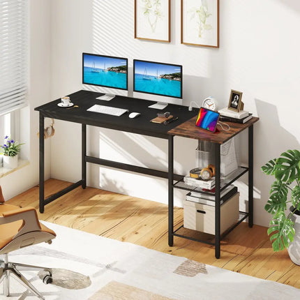 59 Inch Home Office Computer Desk with Removable Storage Shelves-Black Costway