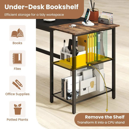 59 Inch Home Office Computer Desk with Removable Storage Shelves-Black Costway