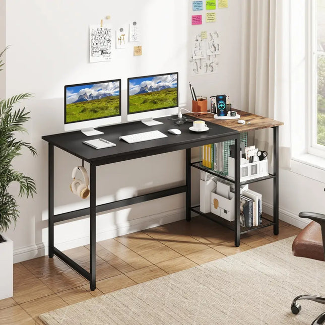 59 Inch Home Office Computer Desk with Removable Storage Shelves-Black Costway