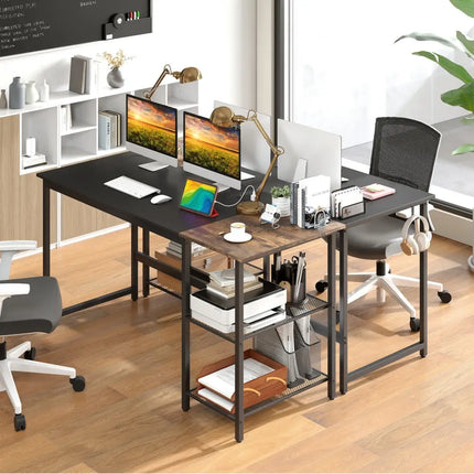 59 Inch Home Office Computer Desk with Removable Storage Shelves-Black Costway