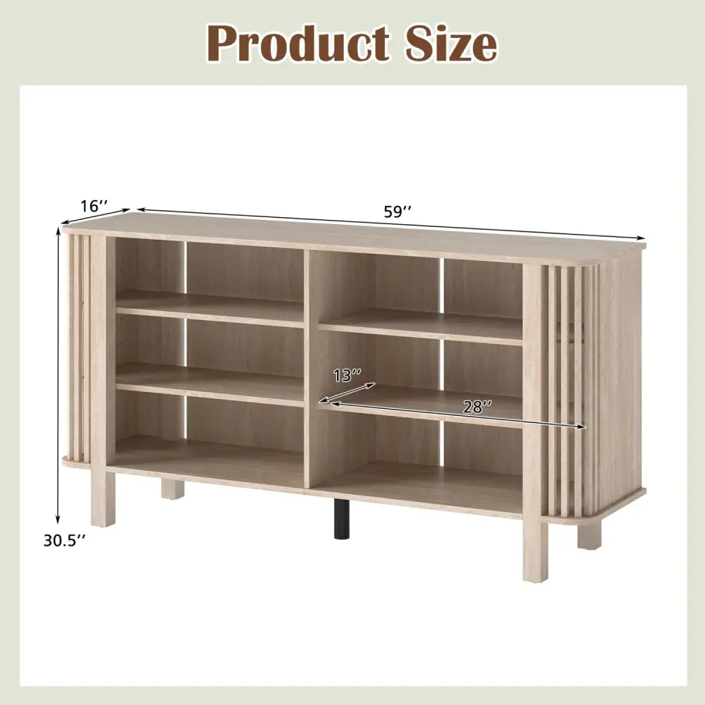 59 Inch TV Stand for TVs Up to 55 Inches with Adjustable Shelves-Natural - Natural - Entertainment Centers & TV Stands