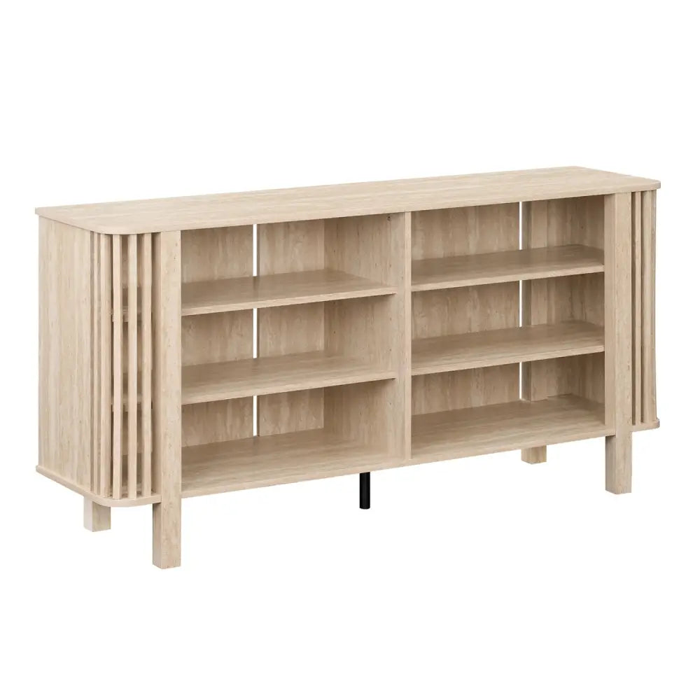 59 Inch TV Stand for TVs Up to 55 Inches with Adjustable Shelves-Natural - Natural - Entertainment Centers & TV Stands