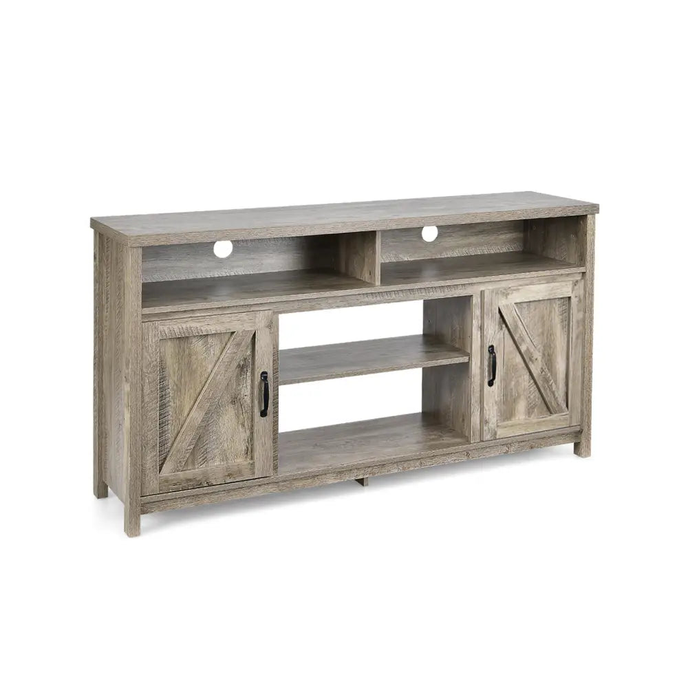 59 Inch TV Stand Media Center Console Cabinet with Barn Door for TV’s 65 Inch-Natural - Natural - Entertainment Centers