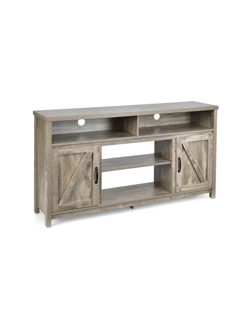 59 Inch TV Stand Media Center Console Cabinet with Barn Door for TV’s 65 Inch-Natural - Natural - Entertainment Centers