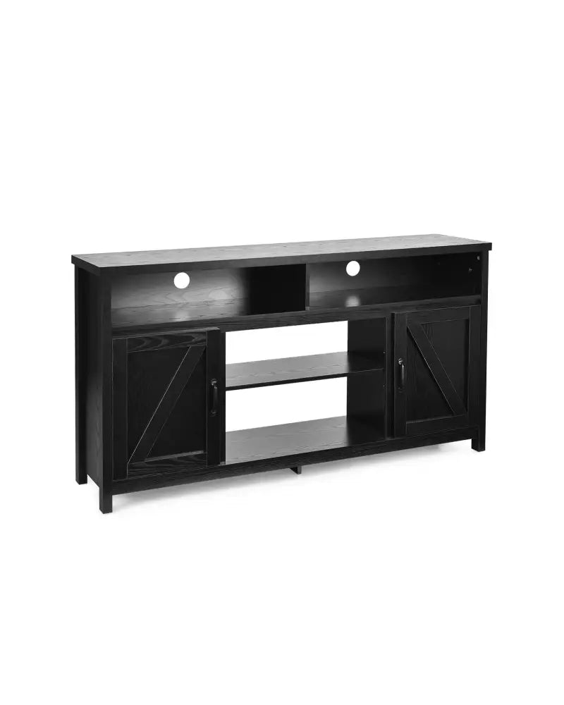59 Inch TV Stand Media Center Console Cabinet with Barn Door for TV’s 65 Inch-Black - Black - Entertainment Centers &