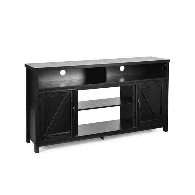 59 Inch TV Stand Media Center Console Cabinet with Barn Door for TV’s 65 Inch-Black - Black - Entertainment Centers &