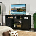 59 Inch TV Stand Media Center Console Cabinet with Barn Door for TV’s 65 Inch-Black - Black - Entertainment Centers &