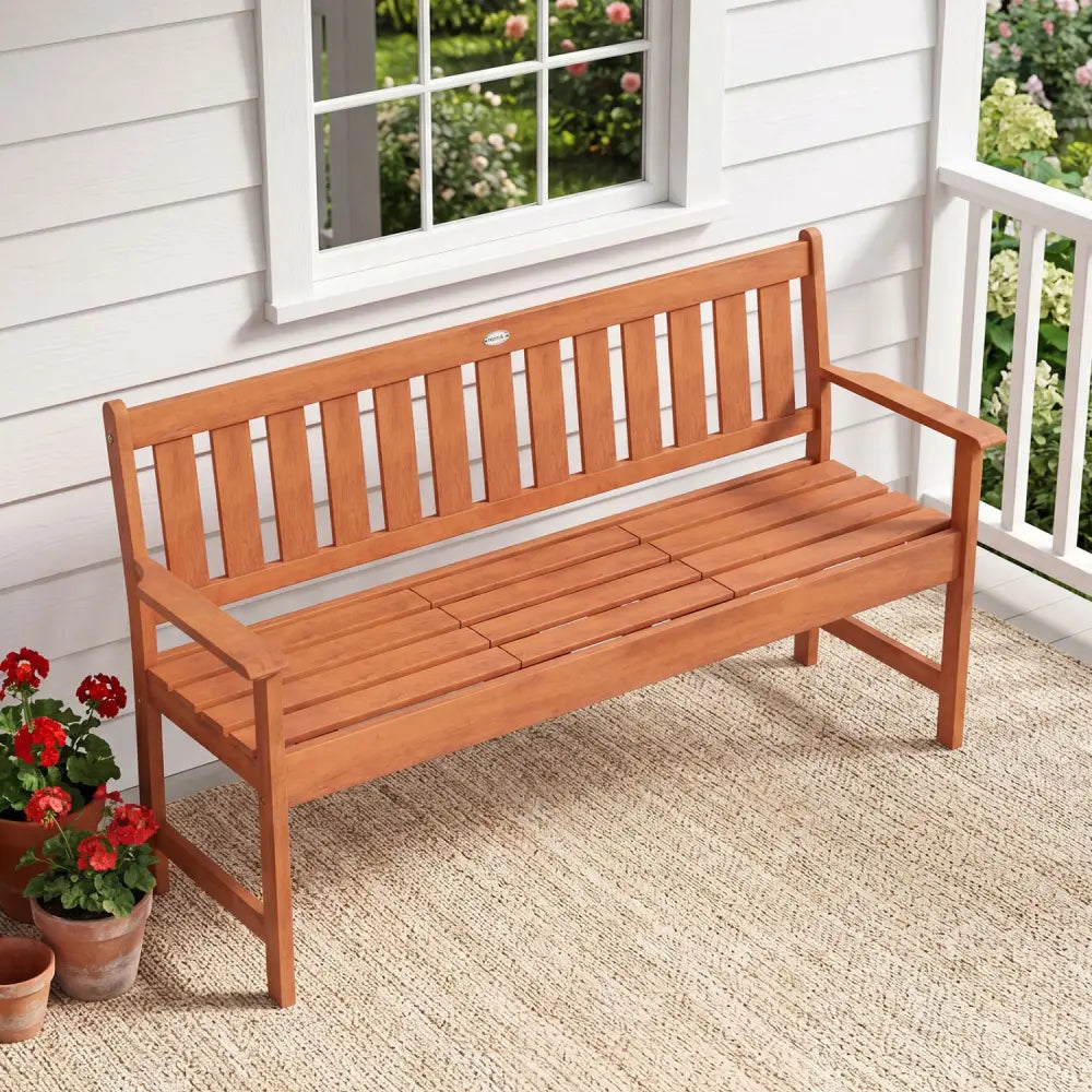 59’’ Outdoor Wood Garden Bench with Pull-Out Center Table - Outdoor Benches
