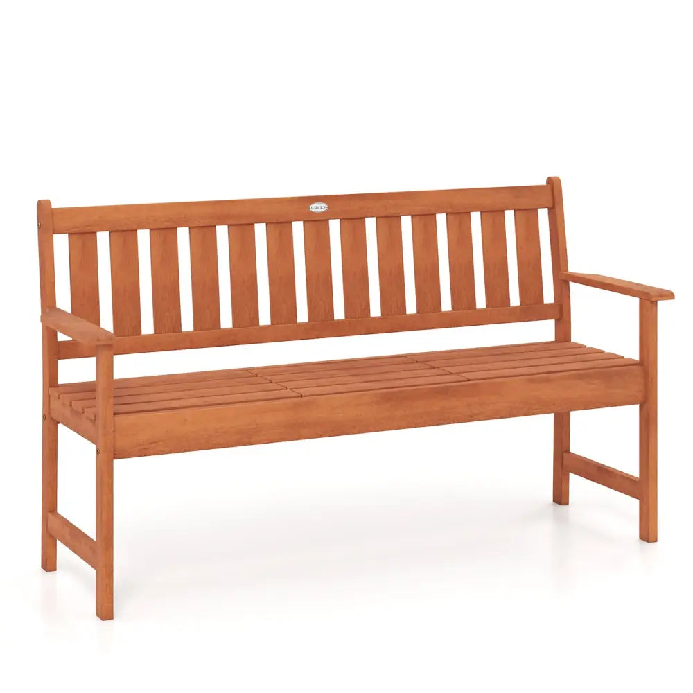 59’’ Outdoor Wood Garden Bench with Pull-Out Center Table - Outdoor Benches