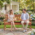 59’’ Outdoor Wood Garden Bench with Pull-Out Center Table - Outdoor Benches