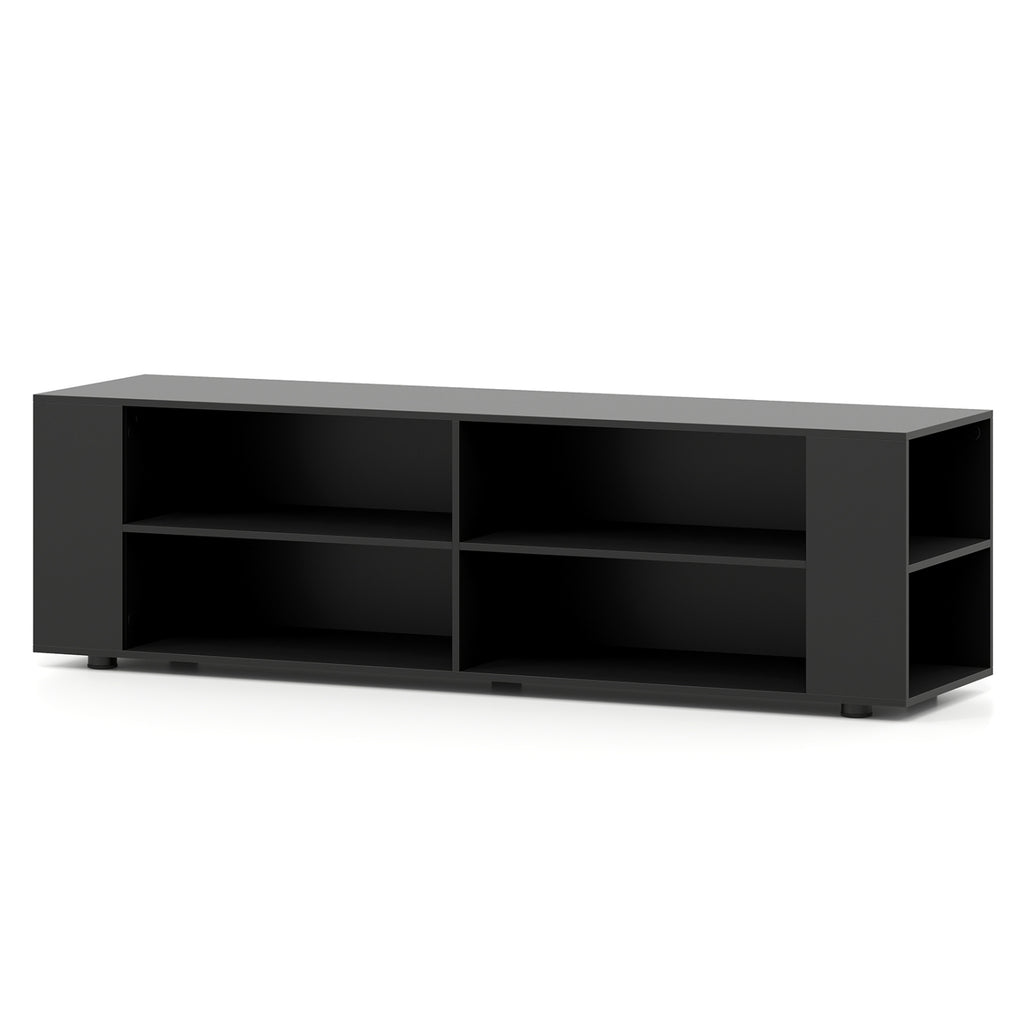59 Inch Console Storage Entertainment Media Wood TV Stand-Black
