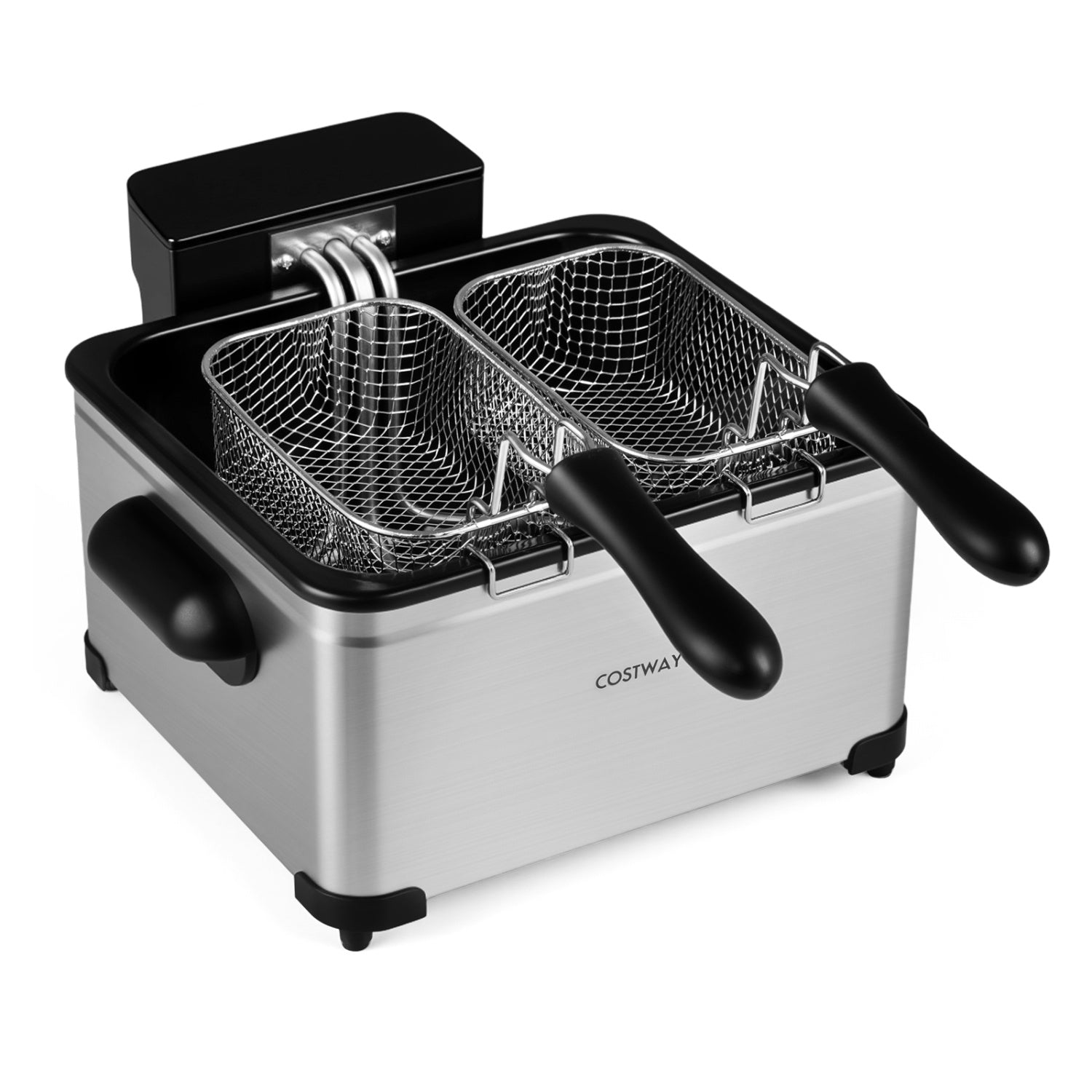 5.3-Qt Electric Deep Fryer with 3 Baskets 1700W LED Touch Screen and 6 Presets-Silver