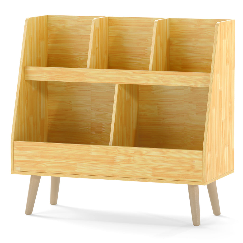 5-Cube Kids Bookshelf and Toy Organizer with Anti-Tipping Kits-Oak
