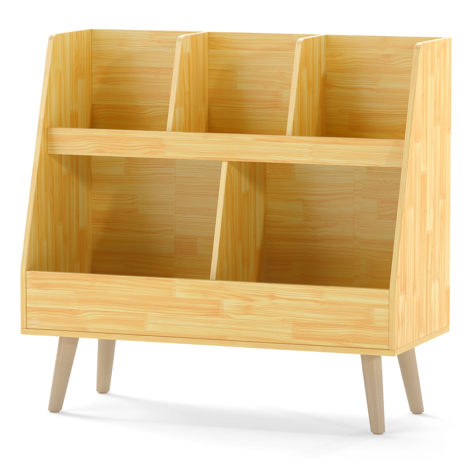 5-Cube Kids Bookshelf and Toy Organizer with Anti-Tipping Kits-Oak