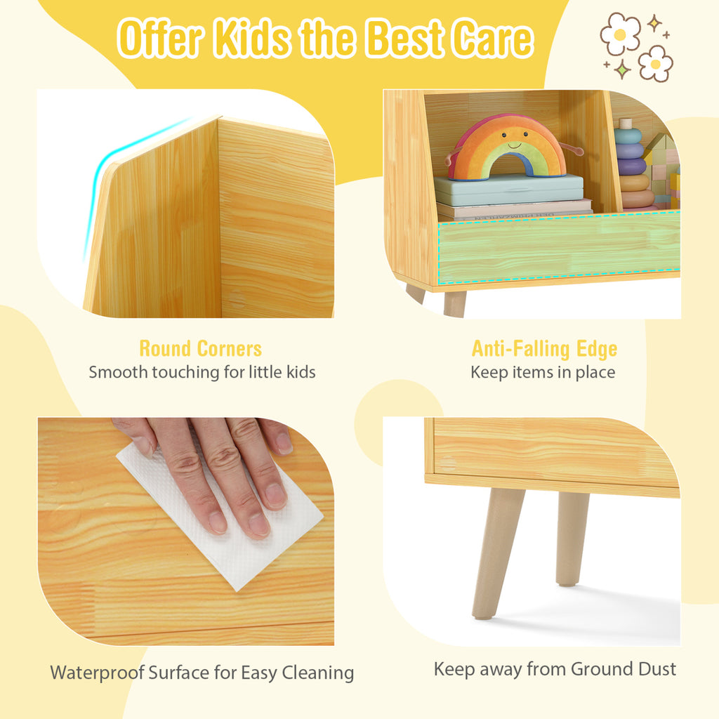 5-Cube Kids Bookshelf and Toy Organizer with Anti-Tipping Kits-Oak