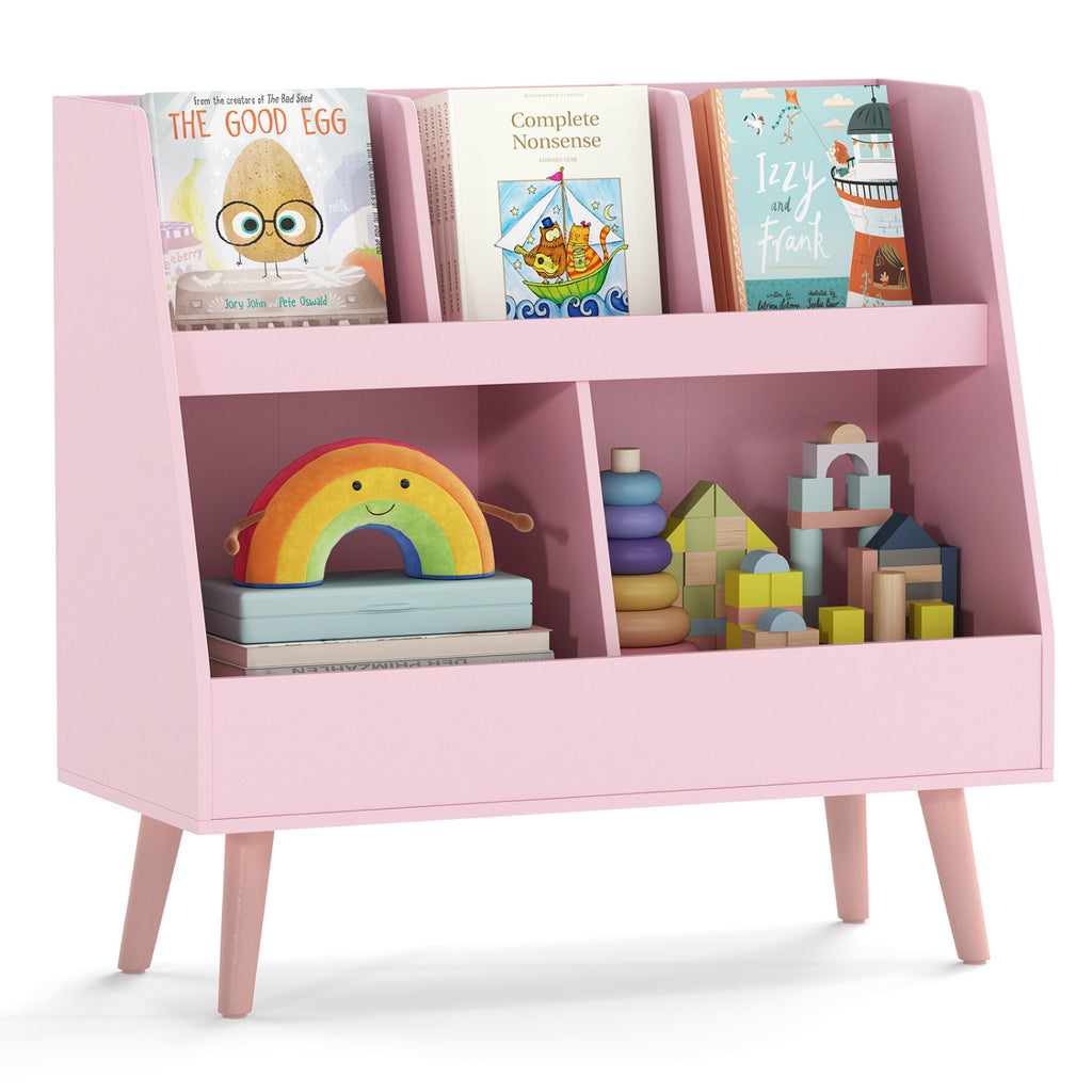 5-Cube Kids Bookshelf and Toy Organizer with Anti-Tipping Kits-Pink
