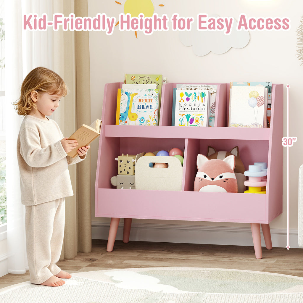 5-Cube Kids Bookshelf and Toy Organizer with Anti-Tipping Kits-Pink
