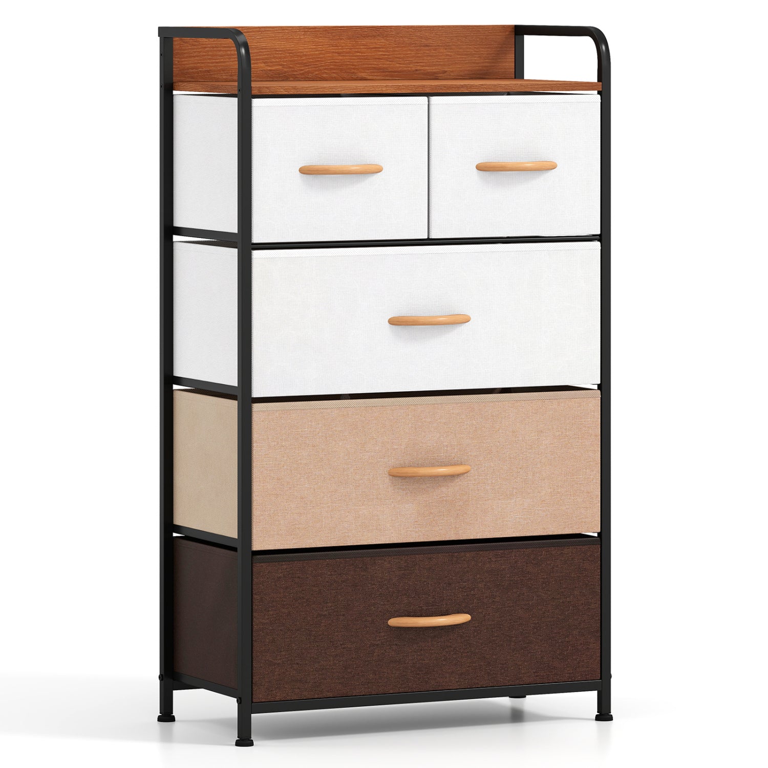 5-Drawer Fabric Dresser with Removable Fabric Bins-Multicolor