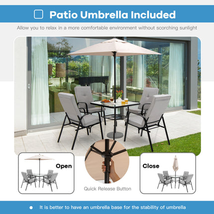 5 Feet Patio Square Market Table Umbrella Shelter with 4 Sturdy Ribs-Beige