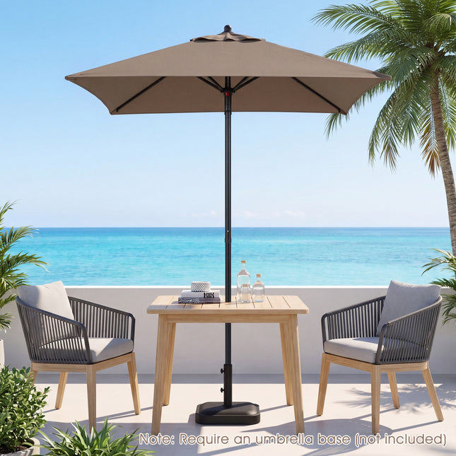 5 Feet Patio Square Market Table Umbrella Shelter with 4 Sturdy Ribs-Brown