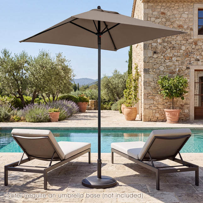 5 Feet Patio Square Market Table Umbrella Shelter with 4 Sturdy Ribs-Brown
