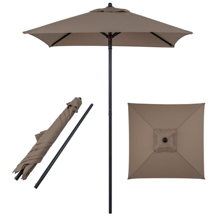 5 Feet Patio Square Market Table Umbrella Shelter with 4 Sturdy Ribs-Brown