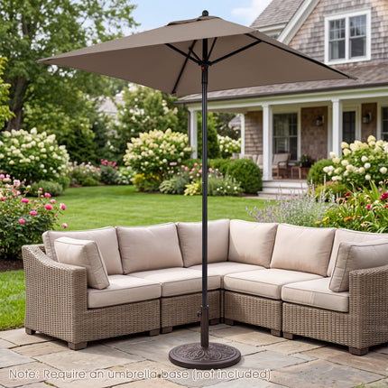 5 Feet Patio Square Market Table Umbrella Shelter with 4 Sturdy Ribs-Brown