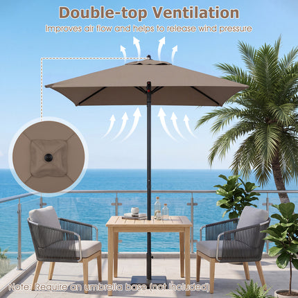 5 Feet Patio Square Market Table Umbrella Shelter with 4 Sturdy Ribs-Brown