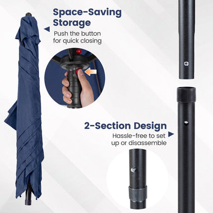 5 Feet Patio Square Market Table Umbrella Shelter with 4 Sturdy Ribs-Navy