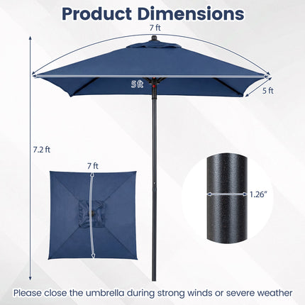 5 Feet Patio Square Market Table Umbrella Shelter with 4 Sturdy Ribs-Navy