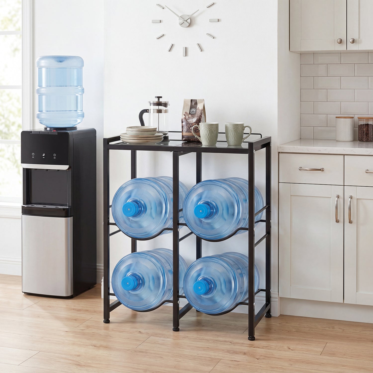 Porte-bouteilles d'eau de 19 litres pour 4 bouteilles - Noir
