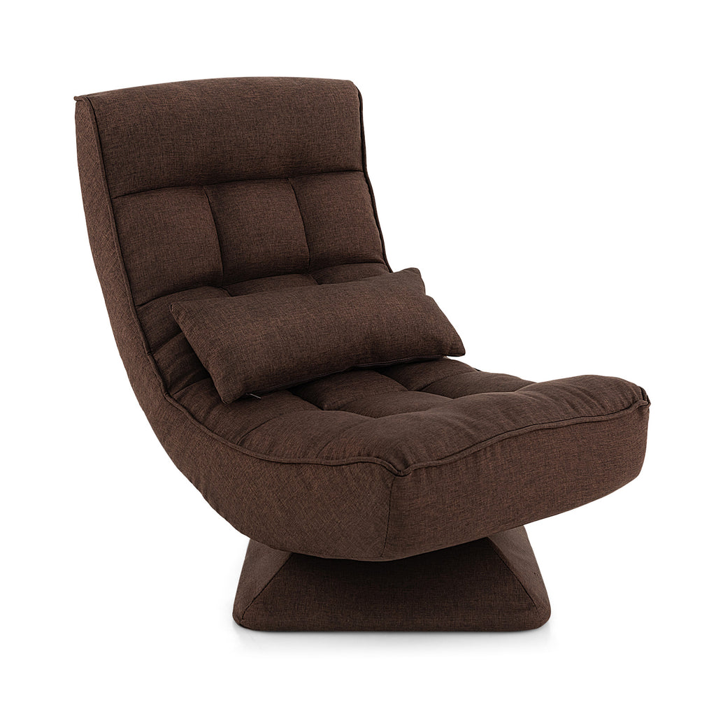 5-Level Adjustable 360Â° Swivel Floor Chair with Massage Pillow-Brown
