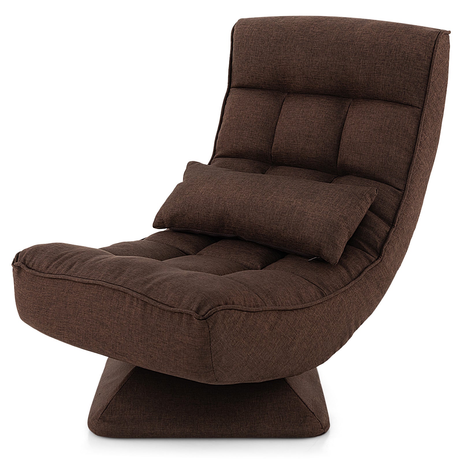 5-Level Adjustable 360Â° Swivel Floor Chair with Massage Pillow-Brown