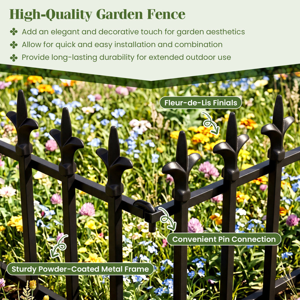 5-Pack/10-Pack Decorative Metal Garden Fence No Dig Landscape Fencing for Lawn-M