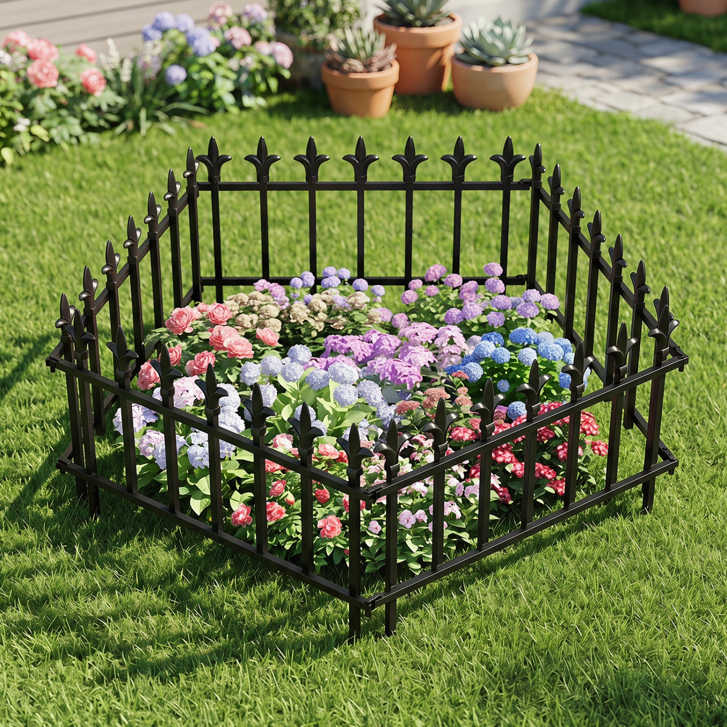 5-Pack/10-Pack Decorative Metal Garden Fence No Dig Landscape Fencing for Lawn-S