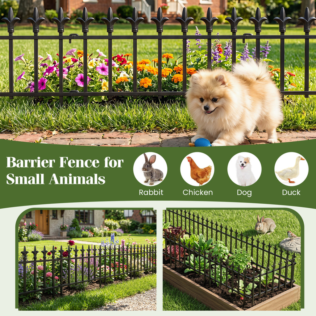 5-Pack/10-Pack Decorative Metal Garden Fence No Dig Landscape Fencing for Lawn-S