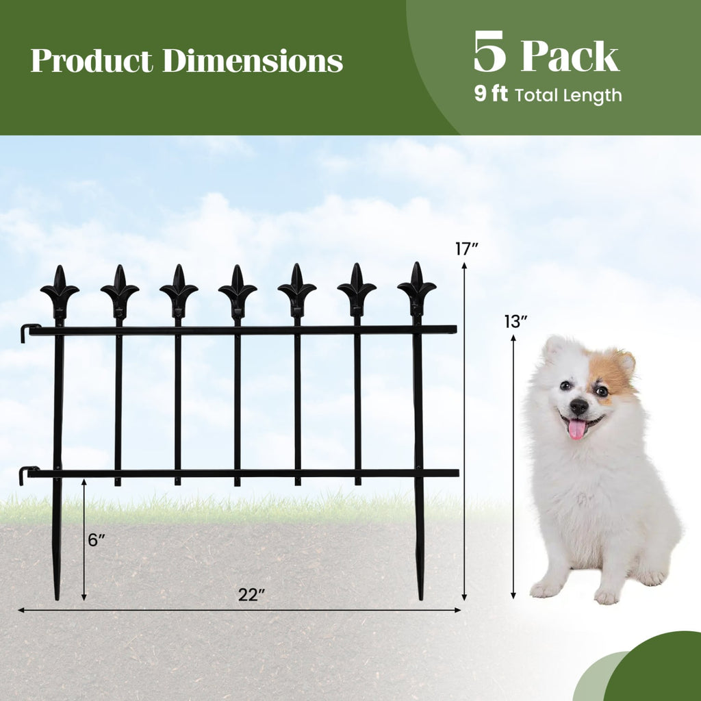 5-Pack/10-Pack Decorative Metal Garden Fence No Dig Landscape Fencing for Lawn-S