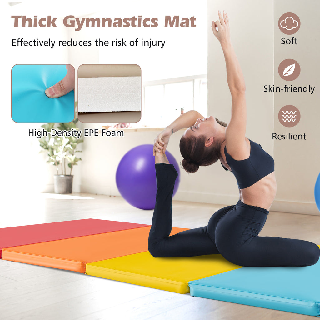 5-Panel Folding Gymnastics Mat for Kids-Red